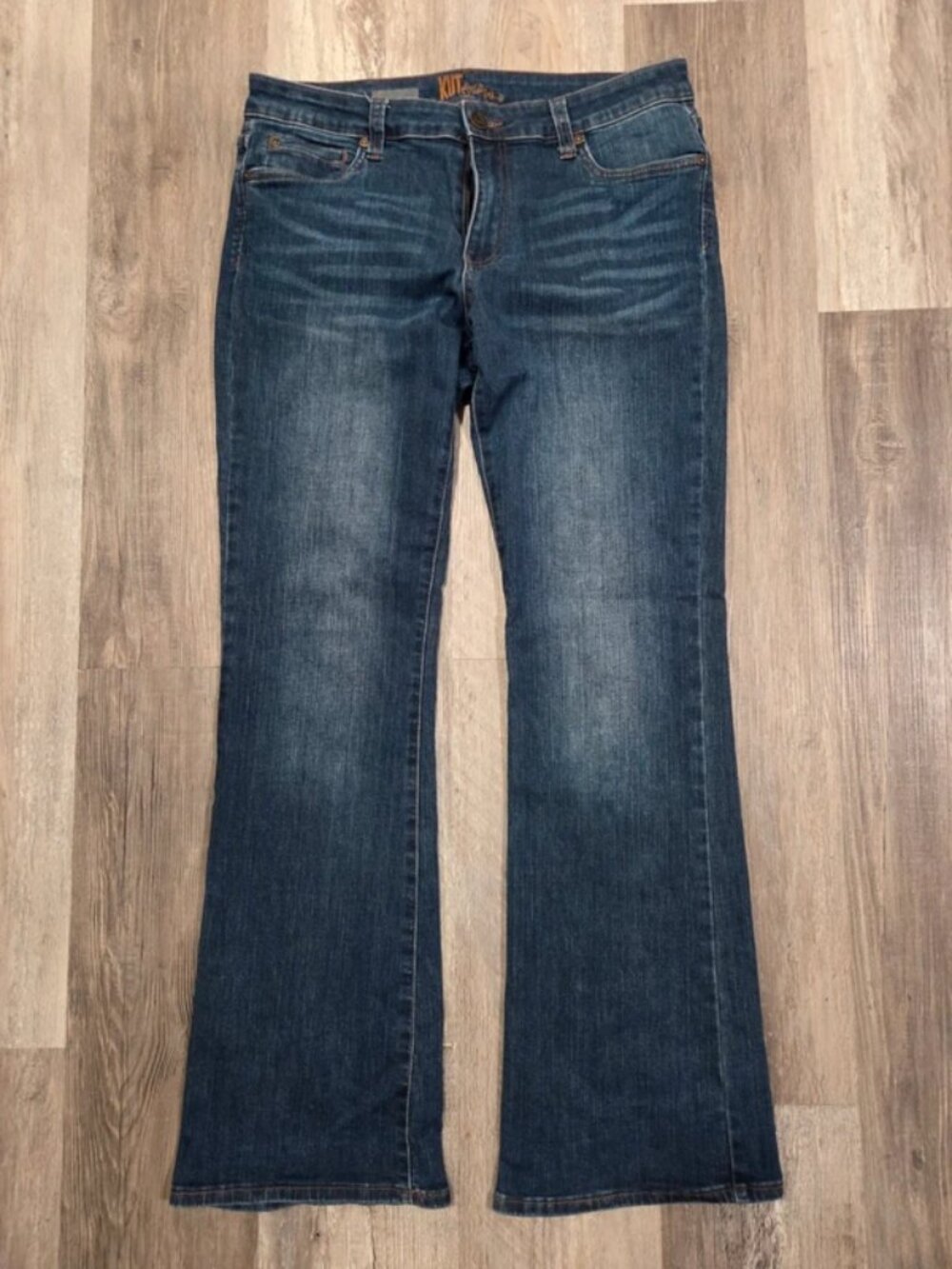 Y2K Style Kut from the Kloth Dark Blue Denim Flared Wide Legged Jeans Size 12 - Picture 1 of 5